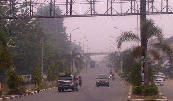 Kabut Asap yang menyelimuti Kabupaten Merangin, kian tebal. Bahkan jarak pandang bagi pengguna kendaraan sore ini hanya 100 Meter
